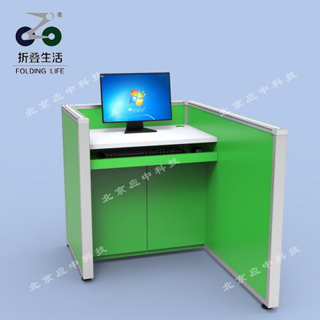 右L型升降屏風(fēng)電腦桌（鸚鵡綠）