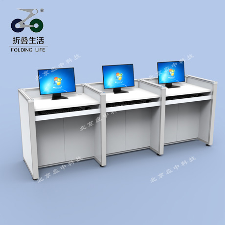 三人位升降屏風(fēng)電腦桌（暖白色）