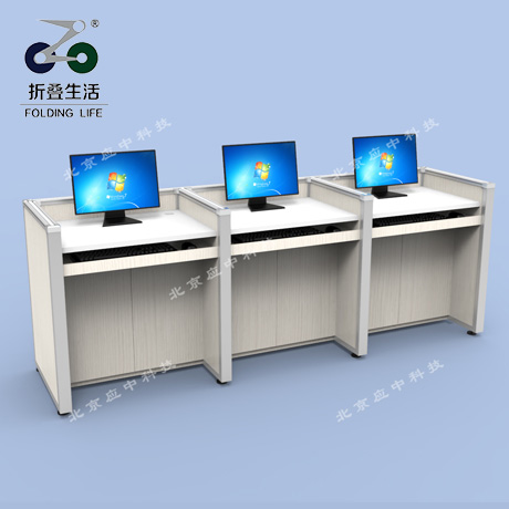三人位升降屏風(fēng)電腦桌（木紋色）