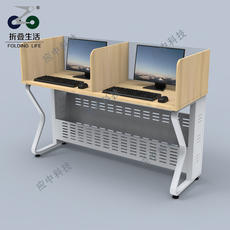 鋼木結(jié)構(gòu)E字型固定屏風電腦桌