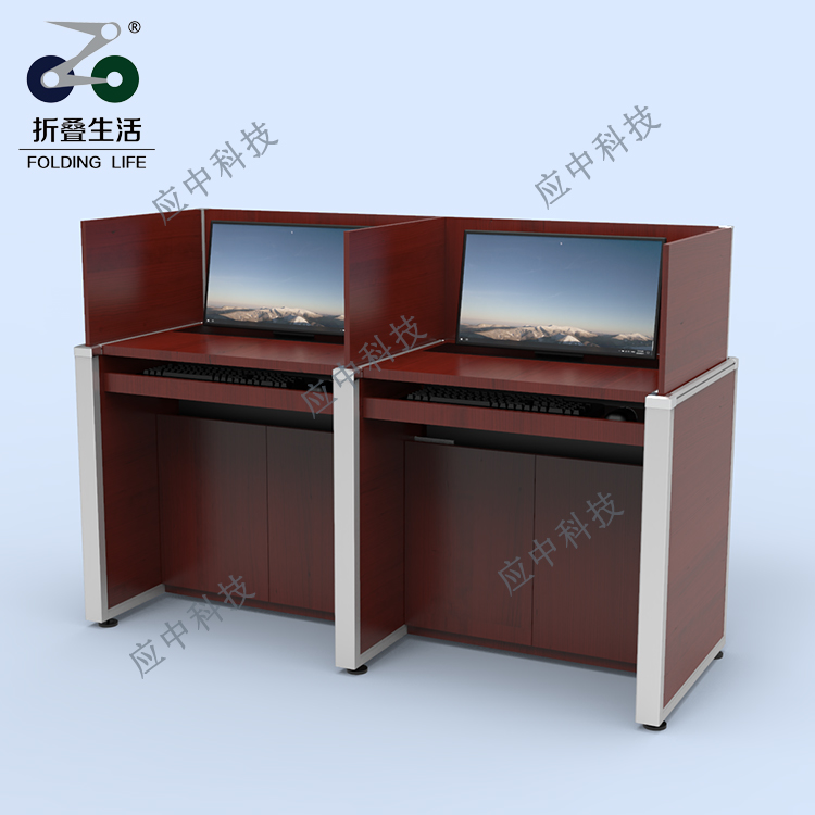 屏風液晶屏升降電腦桌（紅檀）