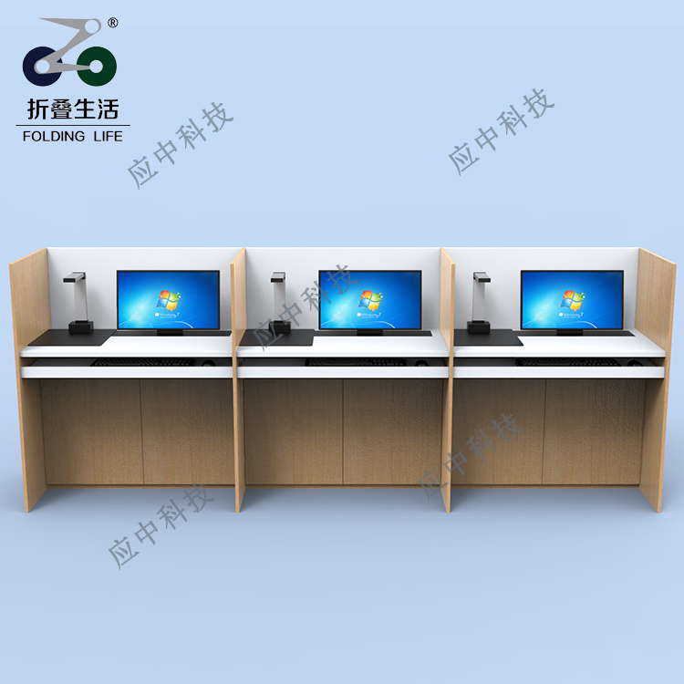 三人位液晶屏升降器固定屏風(fēng)電腦桌